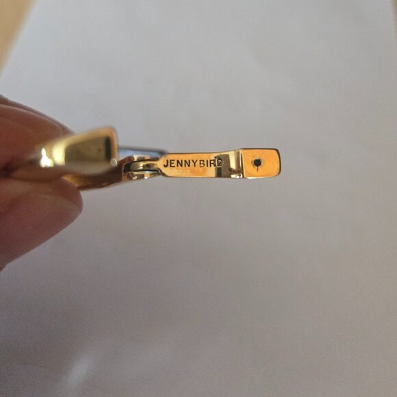 Jennie Bird Large Paper Clip Style Gold Earrings - Picture 2 of 4